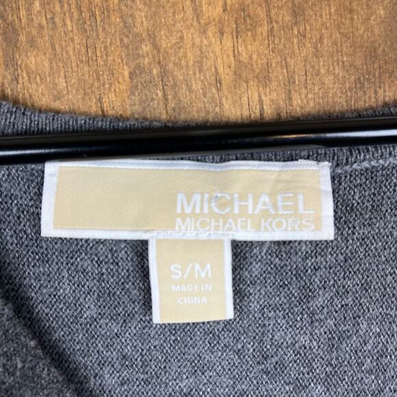 Michael Kors Womens Shawl Gray Shrug Poncho Fringe Knitted S/M - Picture 5 of 12